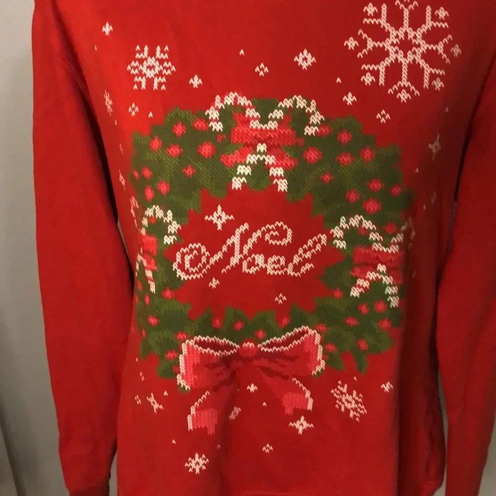 Red Noel Christmas Sweatshirt Women's Size Large 12/14 - Picture 4 of 8
